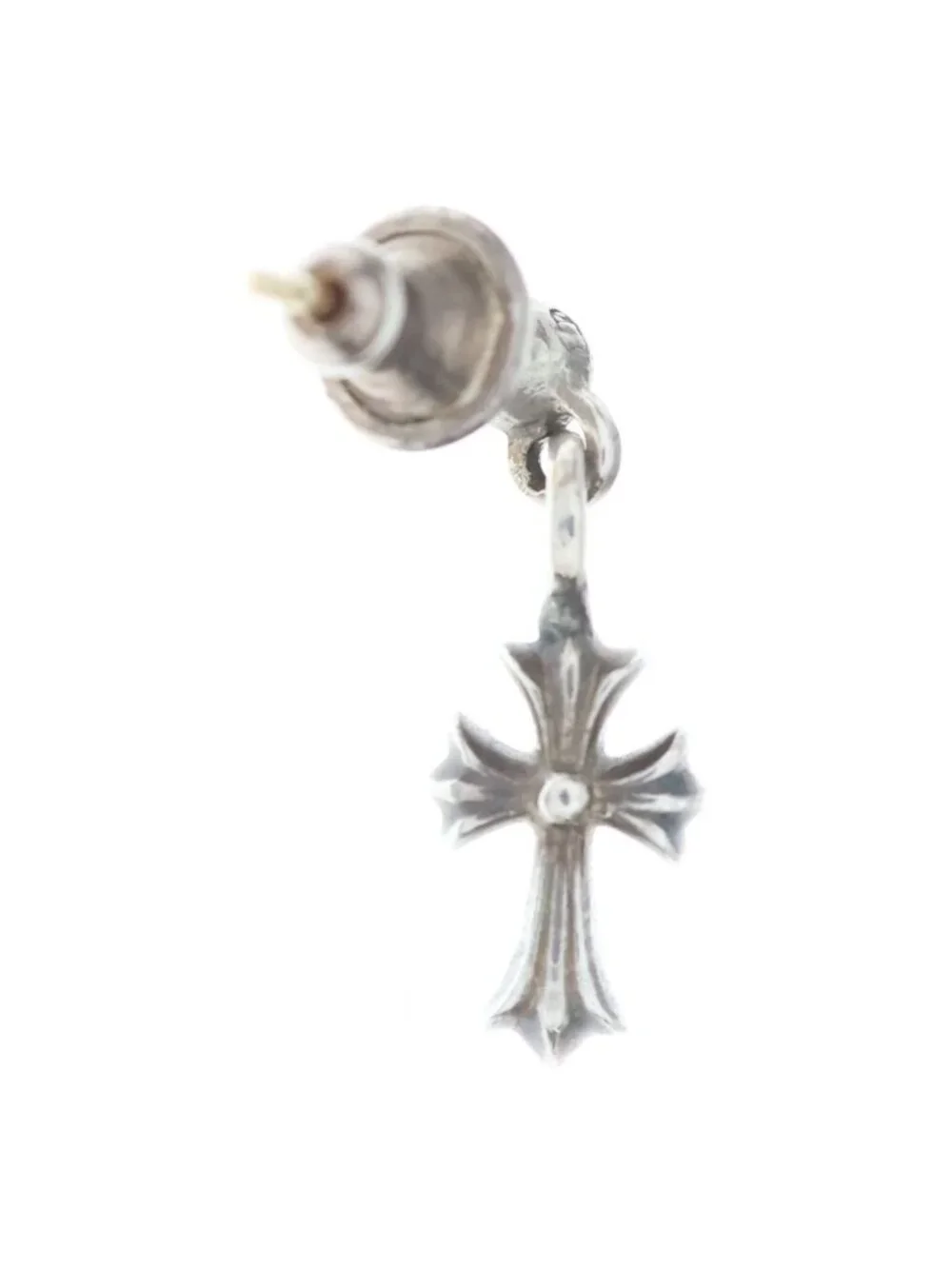 Chrome Hearts Drp Stck CH Crs Stack CH Cross Drop Silver Earrings
